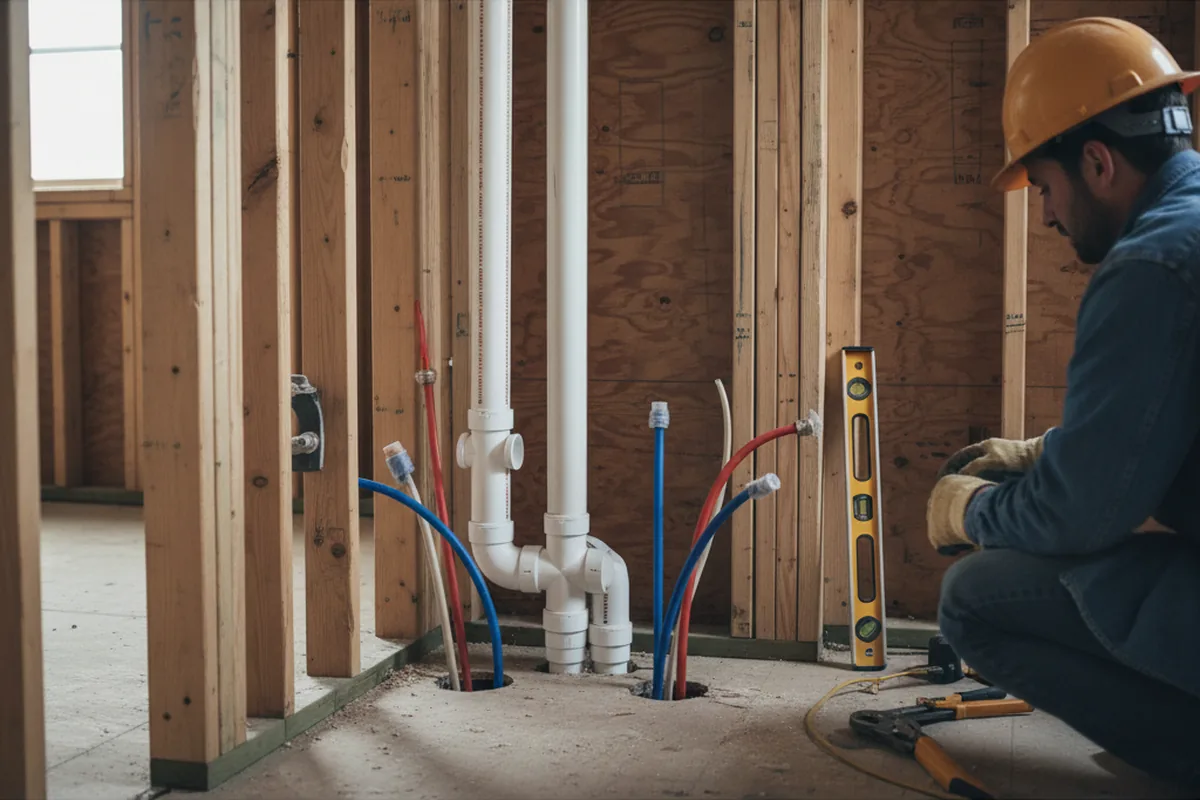 Drain and supply rough-in during Leak Detection in Morning View