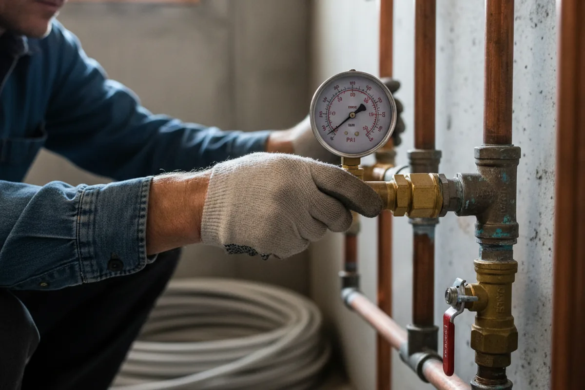 Pressure testing a repaired line during Water Line Repair in Morning View